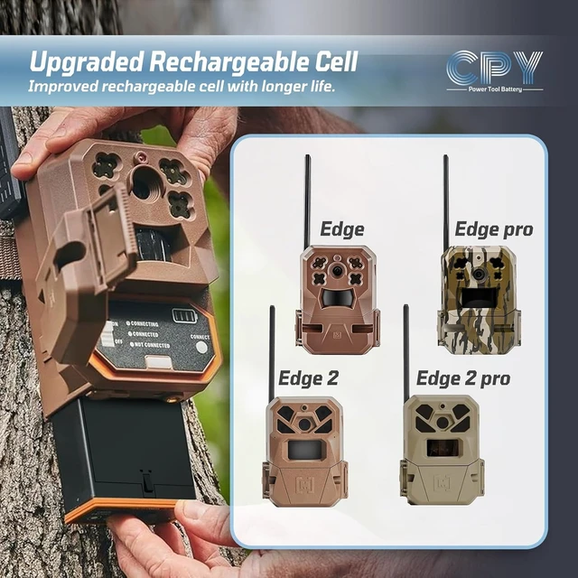 Alt view image 2 of 6 - 2-Pack 5000mAh Rechargeable Lithium Battery for Moultrie Edge, Edge PRO, Edge 2 & Edge 2 PRO, USB-C & Solar Charging