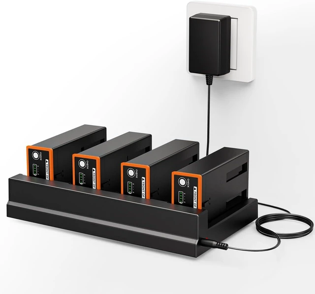 Main image of 4-Pack 5000mAh Rechargeable Lithium Battery Pack with 4-Port Charger