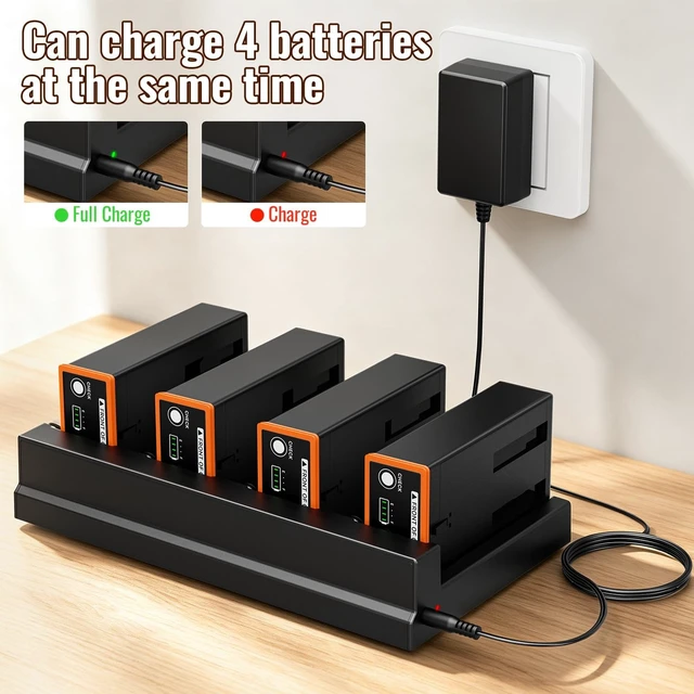 Alt view image 2 of 6 - 4-Pack 5000mAh Rechargeable Lithium Battery Pack with 4-Port Charger