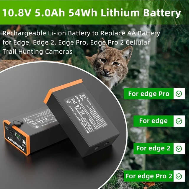 Alt view image 2 of 6 - 2-Pack 5000mAh Power Mag Rechargeable Lithium-Ion Battery for Moultrie Edge, Edge 2, Edge Pro & Edge 2 Pro