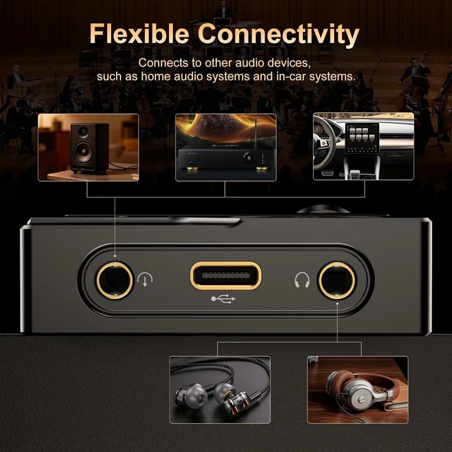 Alt view image 4 of 7 - HiFi 64GB MP3 Player with DSD DAC, 192kHz/24bit Lossless, up to 256GB, Black