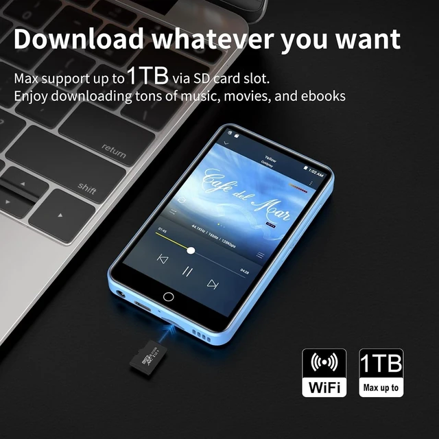 Alt view image 3 of 7 - 80GB MP3 Player with Bluetooth & WiFi, Android OS, 4" Touchscreen, Spotify & Video, Built-in Speaker
