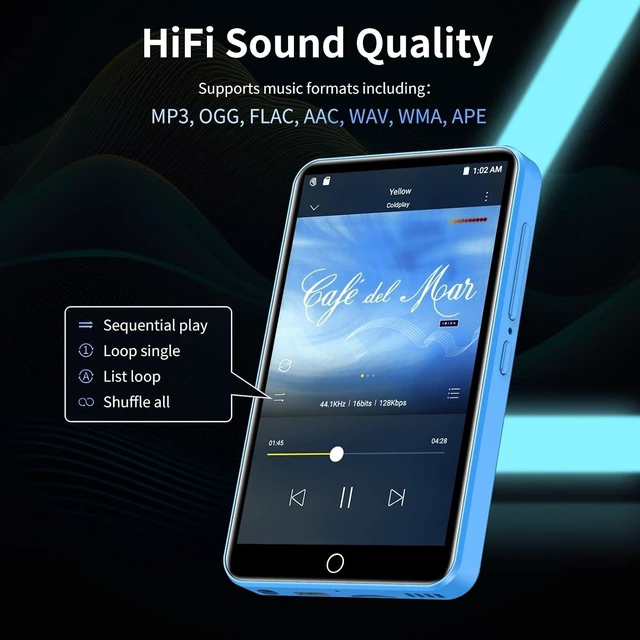 Alt view image 7 of 7 - 80GB MP3 Player with Bluetooth & WiFi, Android OS, 4" Touchscreen, Spotify & Video, Built-in Speaker