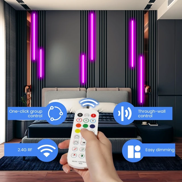 Alt view image 6 of 6 - 6-Pack RGB Smart Recessed Lights for Acoustic Panels, WiFi & Alexa Compatible, Self-Adhesive Aluminum
