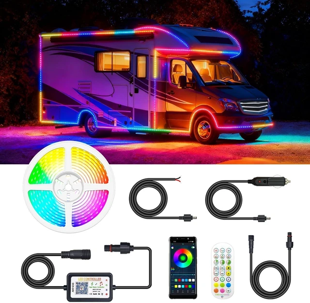 Main image of 25FT Smart RGB+IC RV Awning Lights, 12V Underglow