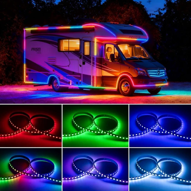 Alt view image 3 of 7 - 25FT Smart RGB+IC RV Awning Lights, 12V Underglow