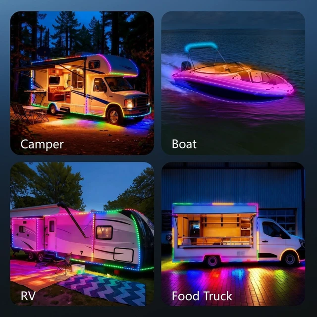 Alt view image 6 of 7 - 25FT Smart RGB+IC RV Awning Lights, 12V Underglow