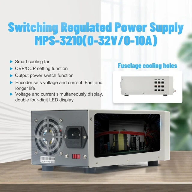 Alt view image 3 of 6 - 32V 10A Switching DC Power Supply with On/Off Button, MPS-3210