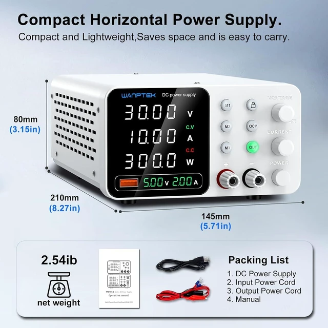 Alt view image 6 of 7 - 0-30V 0-10A Variable DC Bench Power Supply with Memory Preset & OCP Protection for Lab & Repair