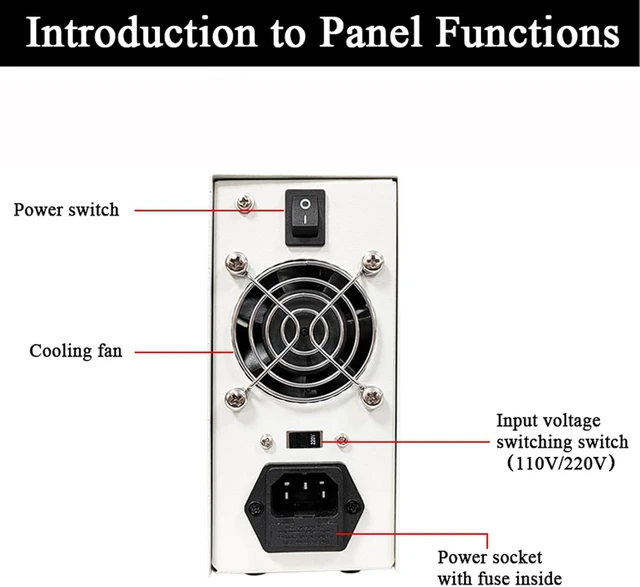 Alt view image 3 of 7 - 30V 10A Variable DC Power Supply with Encoder Coarse/Fine Knobs & USB 5V Charging