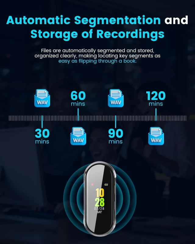 Alt view image 4 of 7 - 128GB Portable Voice Activated Recorder, 3072Kbps Digital