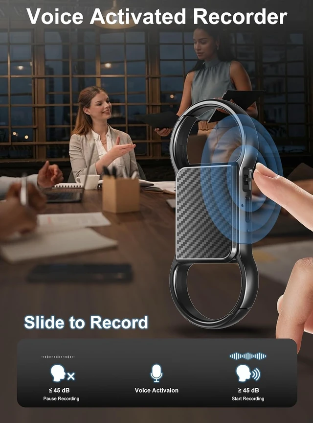 Alt view image 4 of 7 - 128GB Voice Activated Recorder with AI Noise Reduction, 9800 Hours