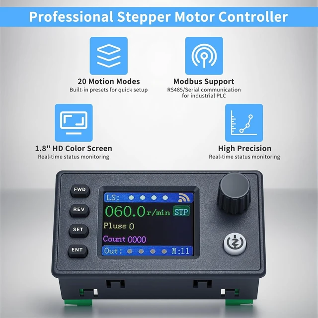 Alt view image 2 of 7 - Stepper Motor Controller, DC 12-24V, 20 Modes, Modbus for Nema 17/23/34, CNC & PLC