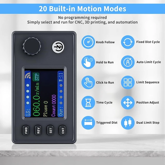Alt view image 3 of 7 - Stepper Motor Controller, DC 12-24V, 20 Modes, Modbus for Nema 17/23/34, CNC & PLC