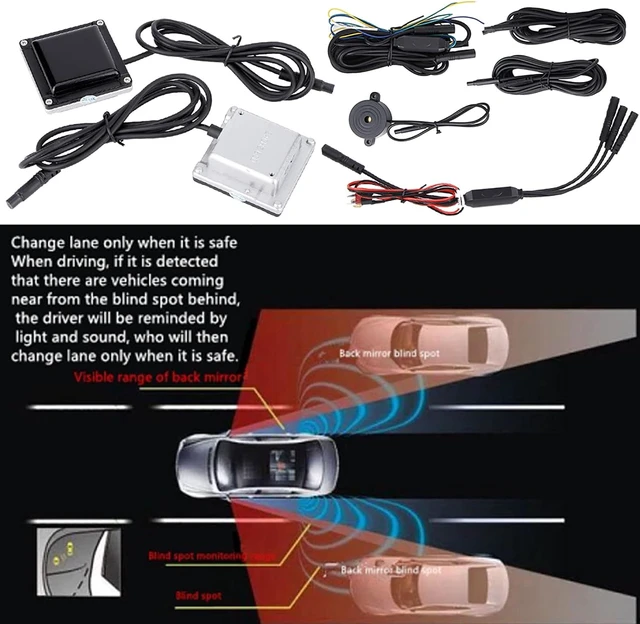Alt view image 4 of 7 - Blind Spot Detection System, 24GHz BSD Sensor Kit with Sound & Light Alert for All Vehicles