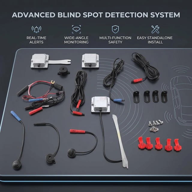 Alt view image 6 of 7 - Blind Spot Detection System, 24GHz BSD Sensor Kit with Sound & Light Alert for All Vehicles