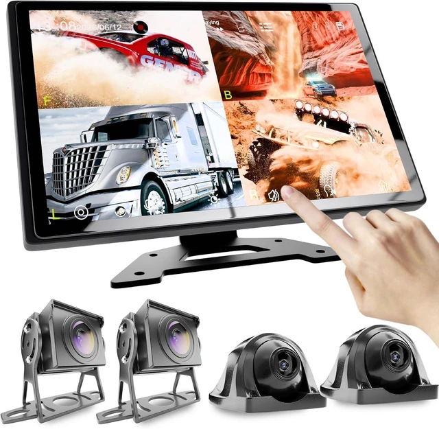 Main image of 1080P 4-Channel Dash Cam with 9" HD Screen & 4 AHD Waterproof Cameras, BSD Blind Spot Detection for RV