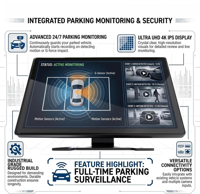Alt view image 6 of 7 - 1080P 4-Channel Dash Cam with 9" HD Screen & 4 AHD Waterproof Cameras, BSD Blind Spot Detection for RV
