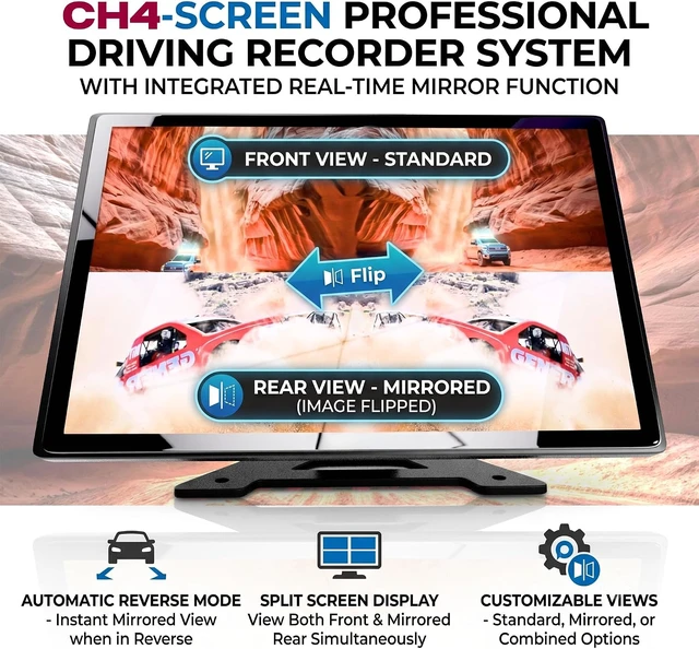 Alt view image 7 of 7 - 1080P 4-Channel Dash Cam with 9" HD Screen & 4 AHD Waterproof Cameras, BSD Blind Spot Detection for RV