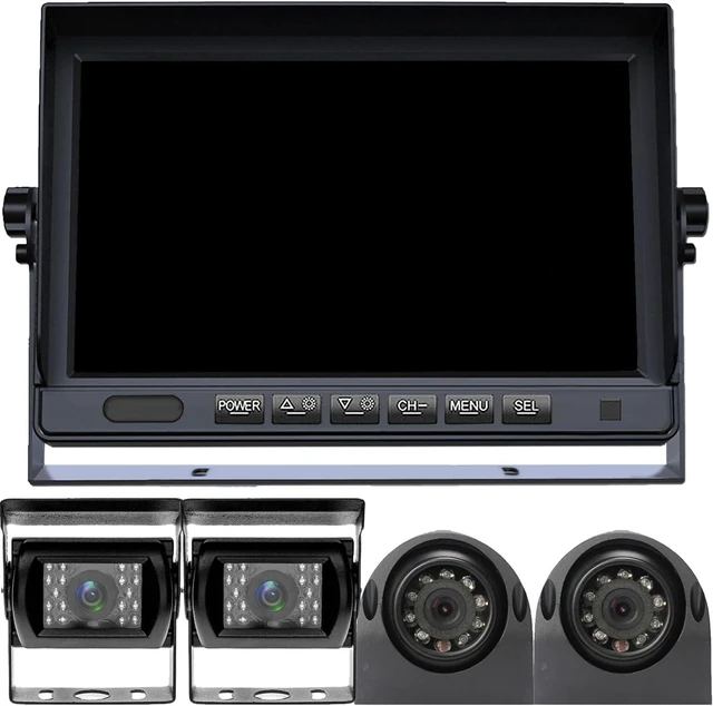 Main image of 7" Quad Split 1080P RV Backup Camera System with 4 AHD Cameras, DVR Recording & Night Vision