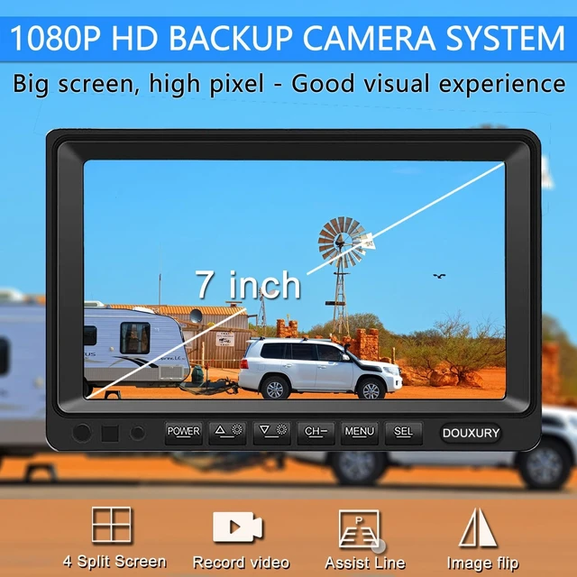 Alt view image 3 of 7 - 7" Quad Split 1080P RV Backup Camera System with 4 AHD Cameras, DVR Recording & Night Vision