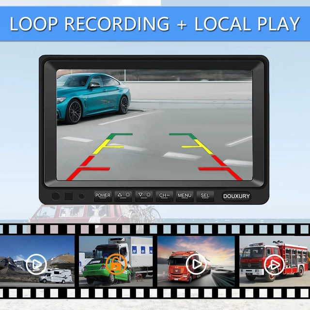 Alt view image 5 of 7 - 7" Quad Split 1080P RV Backup Camera System with 4 AHD Cameras, DVR Recording & Night Vision