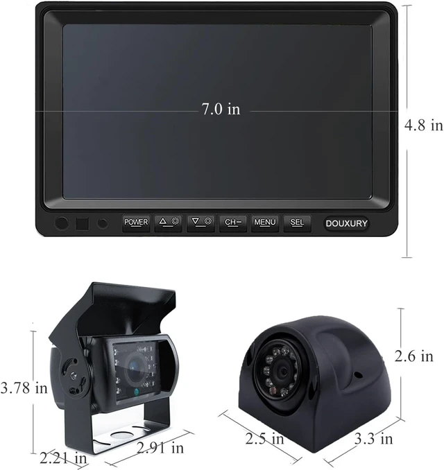Alt view image 6 of 7 - 7" Quad Split 1080P RV Backup Camera System with 4 AHD Cameras, DVR Recording & Night Vision
