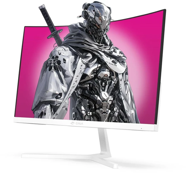 Alt view image 2 of 6 - CRUA 24" Curved Gaming Monitor, 165Hz/200Hz Computer Monitor, FHD 1920x1080, 120% sRGB, AMD FreeSync, Blue Light Filter, for Gaming & Office, Wall Mountable- White