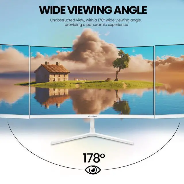Alt view image 3 of 6 - CRUA 24 Inch Curved Monitor, FHD(1920×1080p) 100HZ 99% sRGB Computer Monitors, LED Filter Blue Light 178° Wide Viewing Angle PC Monitor for Home, Office and Dormitory(HDMI, VGA)-White
