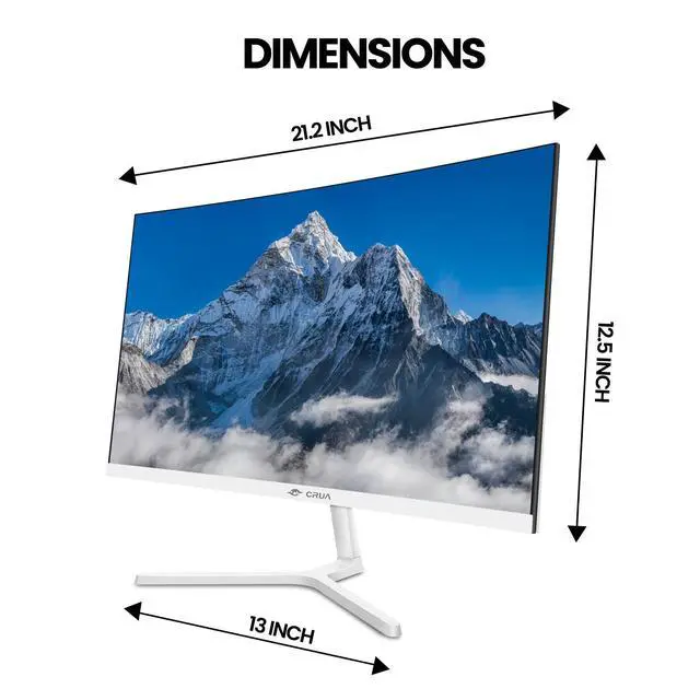 Alt view image 6 of 6 - CRUA 24 Inch Curved Monitor, FHD(1920×1080p) 100HZ 99% sRGB Computer Monitors, LED Filter Blue Light 178° Wide Viewing Angle PC Monitor for Home, Office and Dormitory(HDMI, VGA)-White