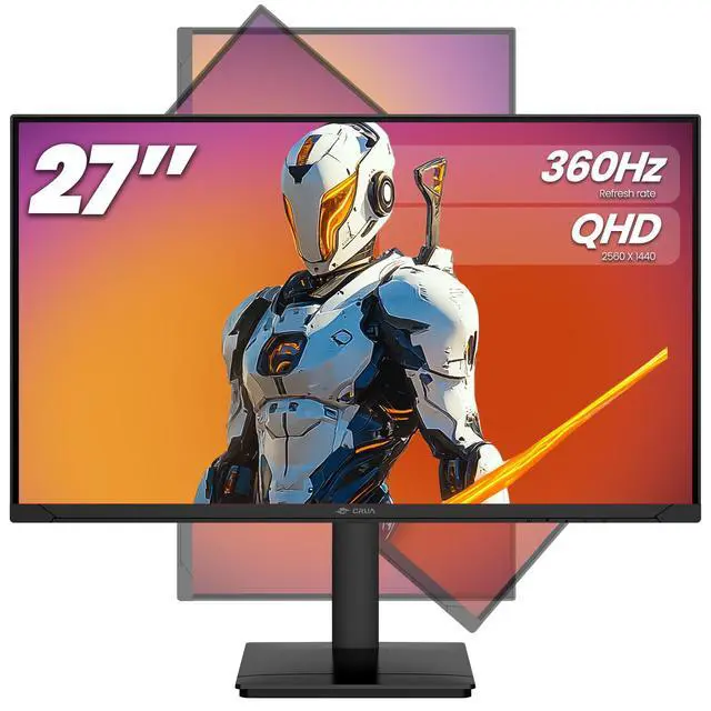 Alt view image 2 of 6 - CRUA 27Inch Gaming Monitor 360HZ, QHD 1440P 100% sRGB IPS Computer Monitor with Built in Speaker, Height/Pivot/Swivel/Tilt Adjustable Vertical Monitor, Support FreeSync, DP&HDMI, Wall Mount-Black