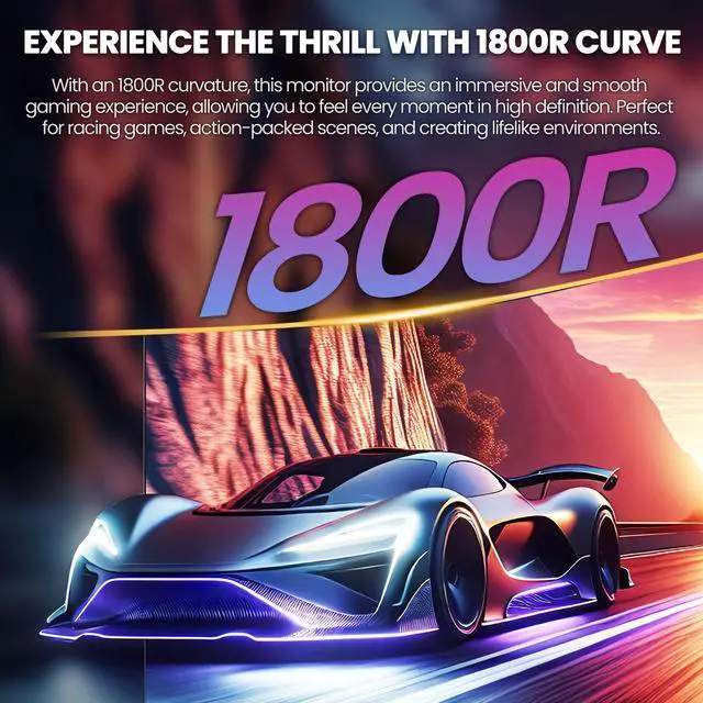 Alt view image 5 of 7 - CRUA 27'' Curved Gaming Monitor 260Hz, QHD 1440P 1800R VA Panel Computer Monitor with Built-in Speakers, Support AMD FreeSync, 120% sRGB, Blue Light Filter, HDMI2.0 & DP1.4, Wall Mountable-Black