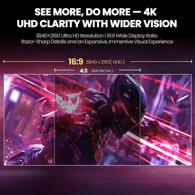 Alt view image 6 of 7 - CRUA 32" Curved Gaming Monitor, 4k UHD(3840 * 2160P) VA Screen, 1500R, 144Hz/160Hz Computer Moniter, Supports AMD Freesync, 120% sRGB, Built-in Speakers, Wall Mountable Installs(HDMI 2.1/DP 1.4)-Black
