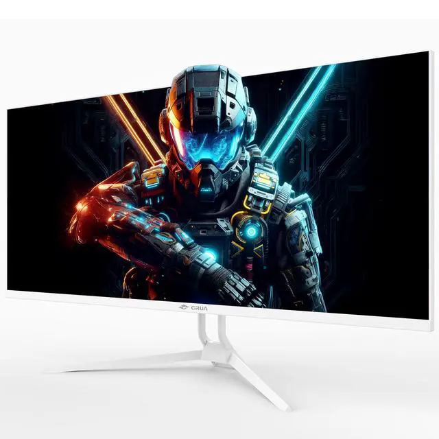 Alt view image 2 of 7 - CRUA 34'' White Gaming Monitor, 165HZ/144HZ, WQHD(3440x1440P) IPS UltraWide Screen Computer Monitors with Built-in Speakers, Supports FreeSync, 120%sRGB, HDMI 2.0 & DP 1.4, Wall Mountable Installs