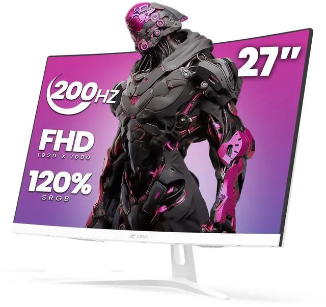 Main image of CRUA 27 Curved FHD 165200 Hz Gaming Monitor 1800R VA Panel, 120 % sRGB, FreeSync, Blue Light Filter, Flicker-Free, Built-in Speakers, HDMI & DP, VESA Mountable
