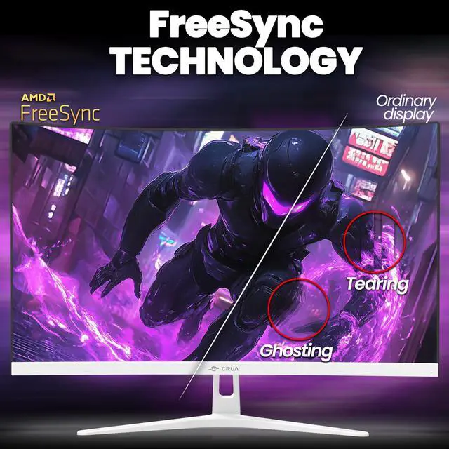 Alt view image 4 of 6 - CRUA 27 Curved FHD 165200 Hz Gaming Monitor 1800R VA Panel, 120 % sRGB, FreeSync, Blue Light Filter, Flicker-Free, Built-in Speakers, HDMI & DP, VESA Mountable