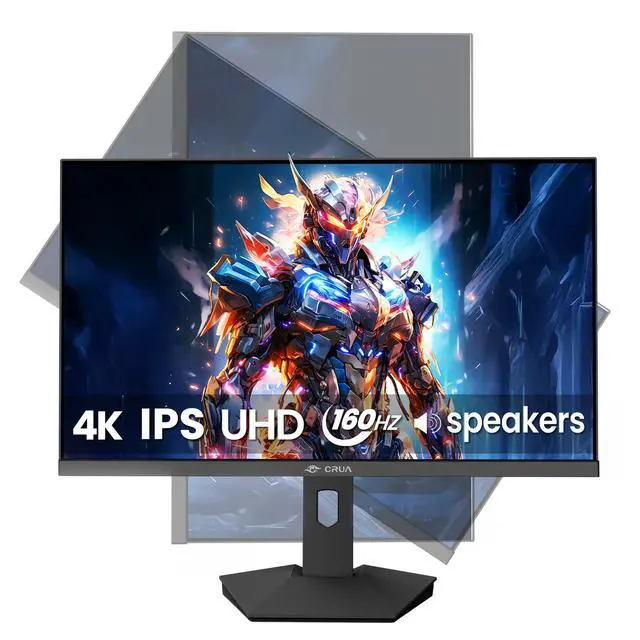 Alt view image 2 of 7 - CRUA 27 4K Gaming Monitor, UHD 3840x2160 160Hz IPS Screen, Height/Pivot/Swivel/Tilt Adjustable Vertical Monitor, Support AMD FreeSync, Built-in Speakers, 120% sRGB, PIP/PBP, HDMI 2.1 & DP 1.4-Black