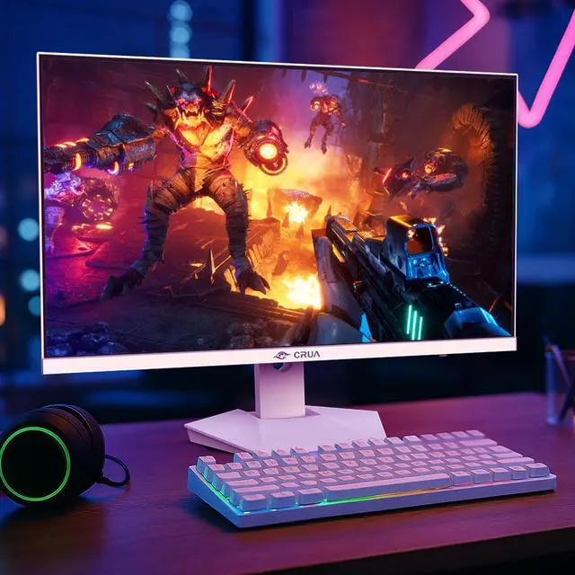 Alt view image 7 of 7 - CRUA 27 Gaming Monitor, IPS UHD 3840x2160 4K 160Hz / FHD 320Hz Dual Mode White Computer Monitor, Rotating/Pivot & Height-Adjustable, AMD FreeSync, Built-in Speakers, PIP/PBP, HDMI 2.1 & DP 1.4