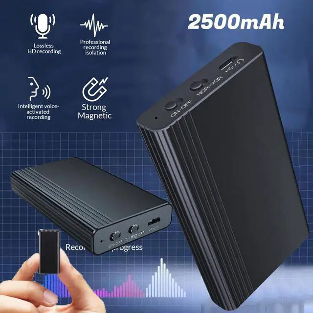 Alt view image 5 of 7 - 500 Hrs Mini Spy Voice Activated Recorder Digital Audio Magnetic MP3 Player 128G
