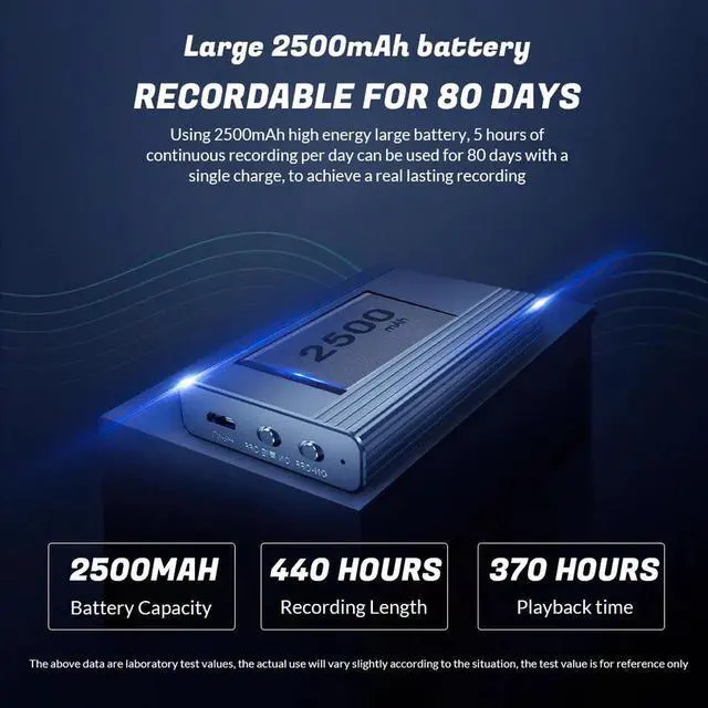 Alt view image 6 of 7 - 500 Hrs Mini Spy Voice Activated Recorder Digital Audio Magnetic MP3 Player 128G