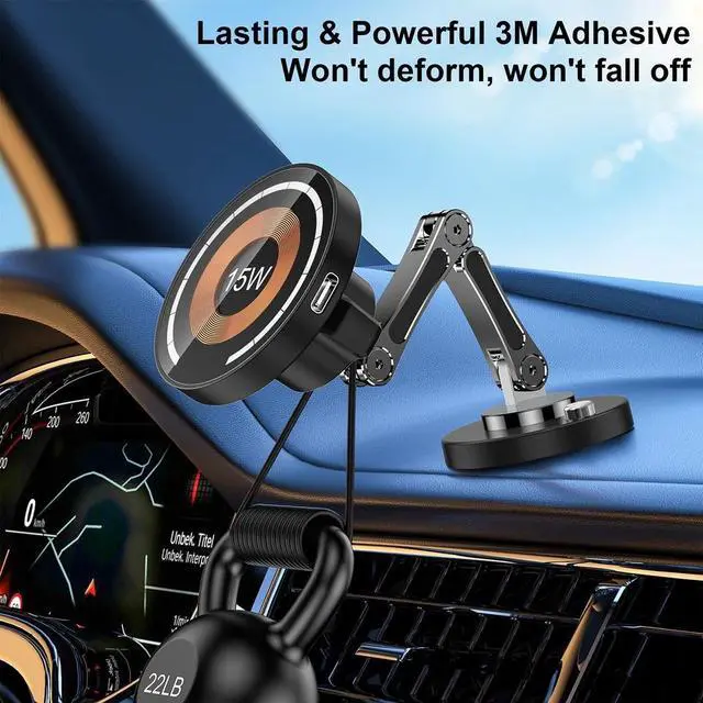 Alt view image 4 of 7 - For Magsafe Car Mount Charger for iPhone Magnetic 15W Dash Window Charging Moun