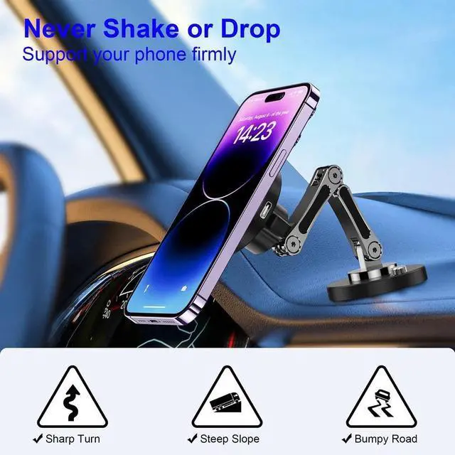 Alt view image 2 of 7 - For Magsafe Car Mount Charger for iPhone Magnetic 15W Dash Window Charging Moun