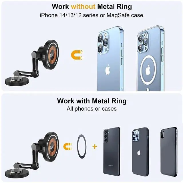 Alt view image 7 of 7 - For Magsafe Car Mount Charger for iPhone Magnetic 15W Dash Window Charging Moun