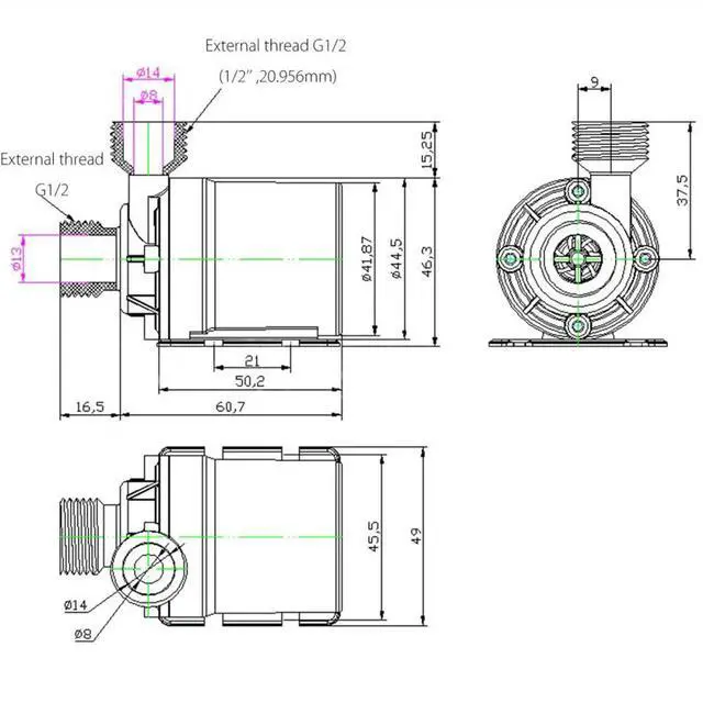 Alt view image 6 of 7 - Mini Water Pump Quiet 12V 800L/H USB Brushless Motor Submersible Pool Water Pump