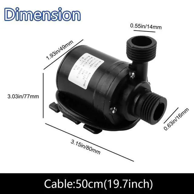 Alt view image 5 of 7 - Mini Water Pump Quiet 12V 800L/H USB Brushless Motor Submersible Pool Water Pump