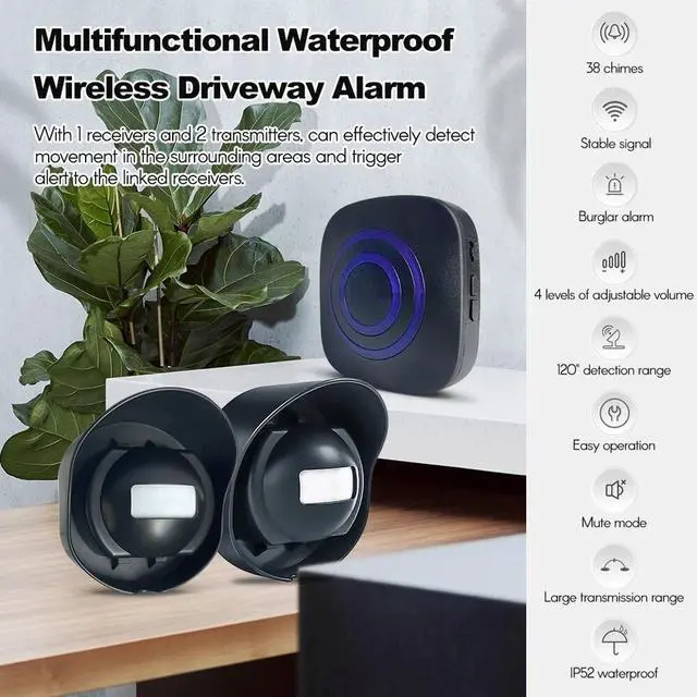 Alt view image 2 of 7 - Wireless Driveway Alarm Security Motion Sensor Detector 656ft Long Range Outdoor