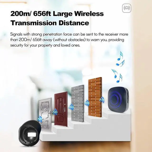 Alt view image 5 of 7 - Wireless Driveway Alarm Security Motion Sensor Detector 656ft Long Range Outdoor
