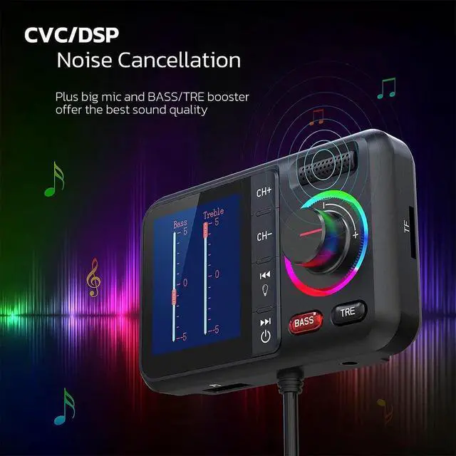 Alt view image 5 of 7 - Car Wireless FM Transmitter Adapter USB PD Charger AUX Hands-Free Bluetooth 5.0