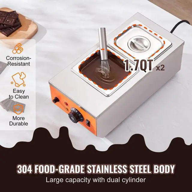 Alt view image 4 of 7 - Chocolate Tempering Machine Chocolate Melting Pot 9 Lbs 2 Tanks