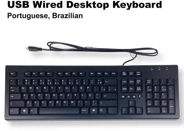 Alt view image 2 of 6 - HP PR1101U USB Wired Desktop Keyboard QWERTY / ABNT2 Brazilian Layout Full-Size, Plug & Play, Compatible with Windows & Mac Wired Multimedia Keyboard 697737-202, 505130-121